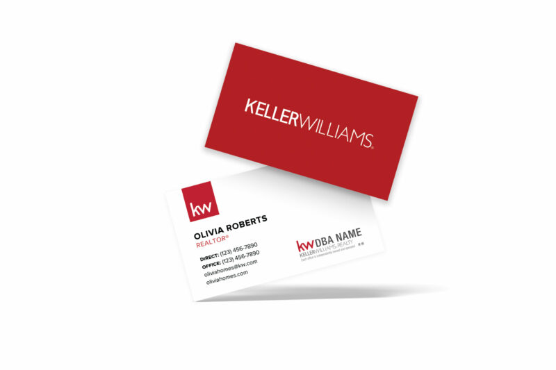Horizontal Simple White/Red KW Business Card